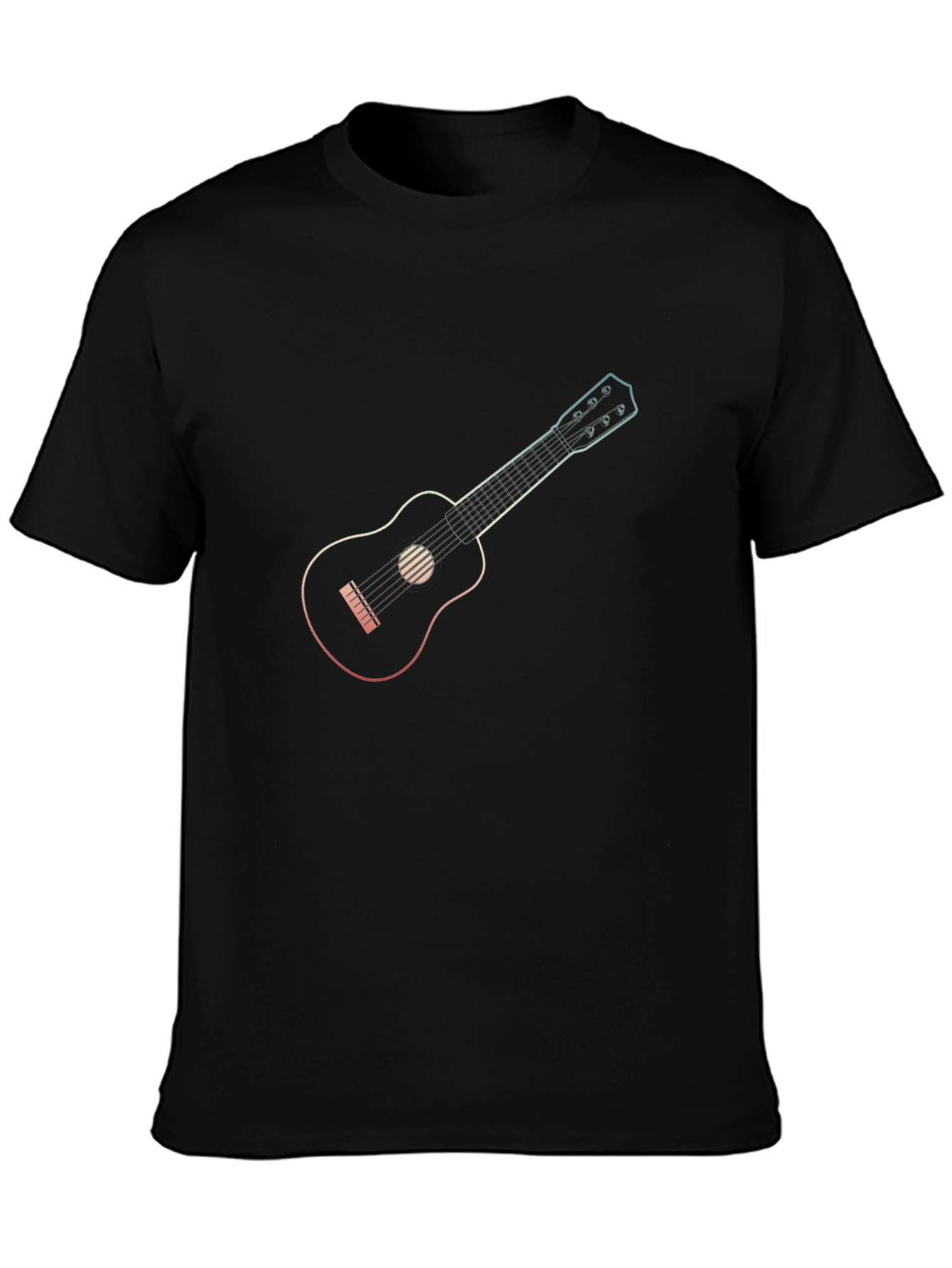 Ukulele Graphic Tee - Black Cotton T-Shirt