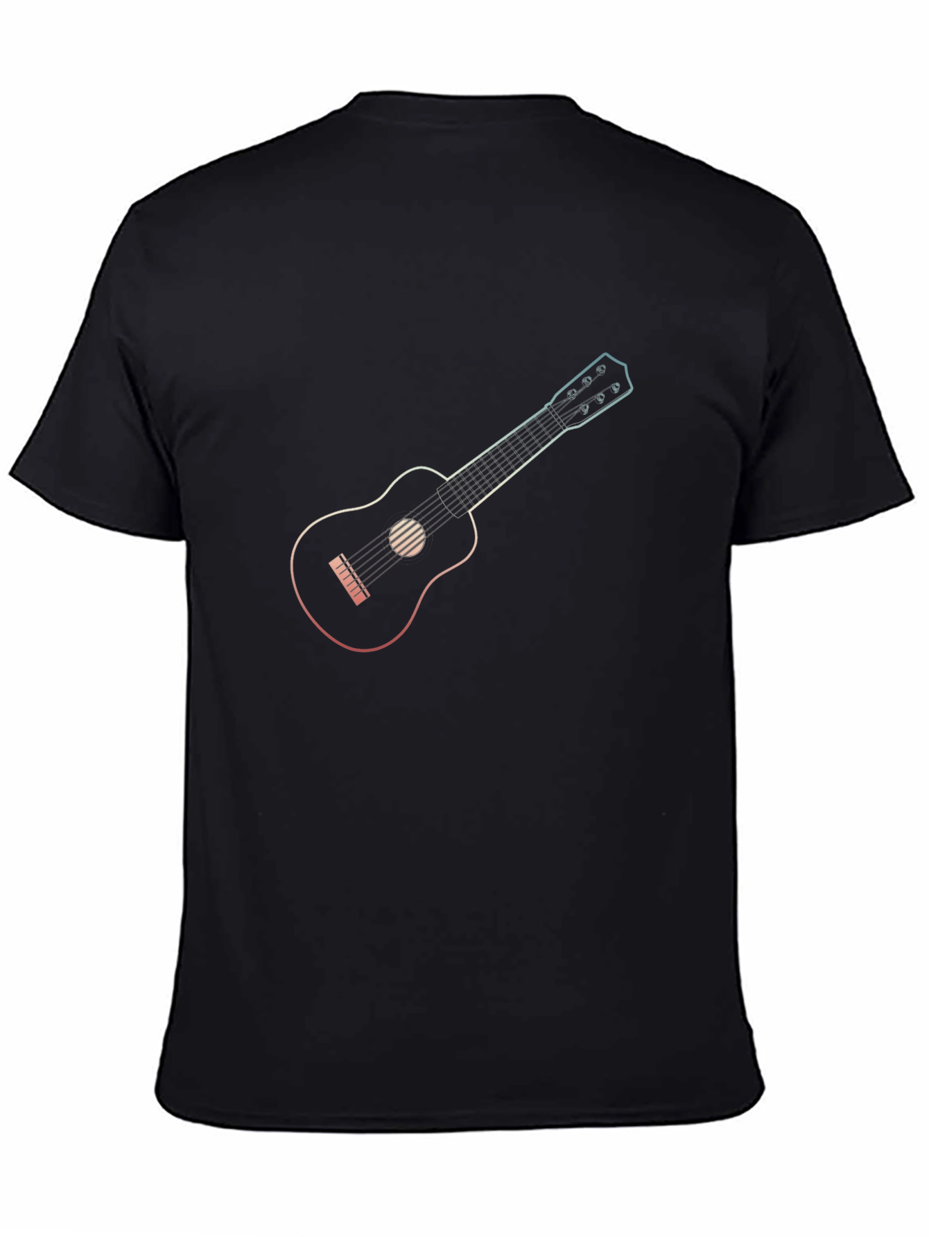 Ukulele Graphic Tee - Black Cotton T-Shirt