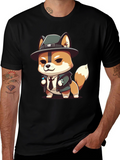Cartoon Dog Detective Black T-Shirt