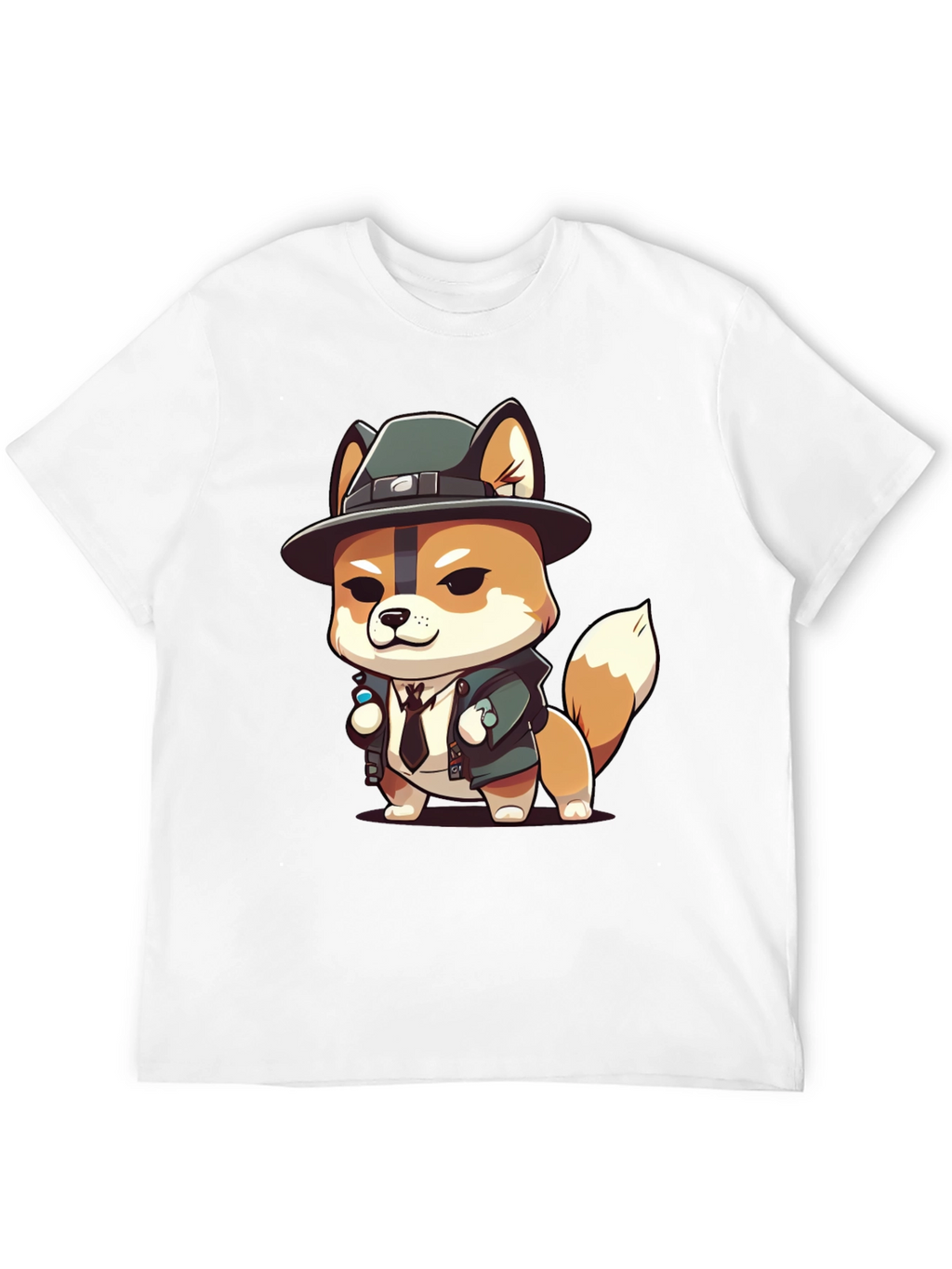 Cartoon Dog Detective Black T-Shirt