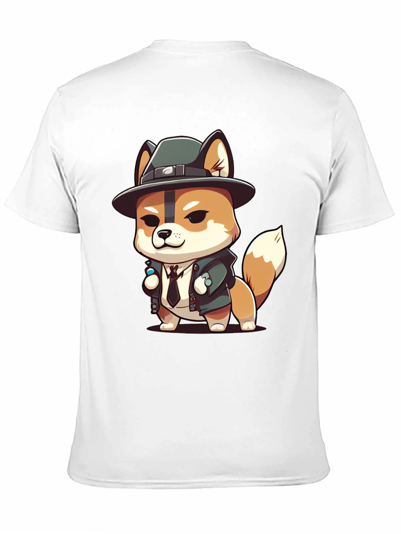 Cartoon Dog Detective Black T-Shirt