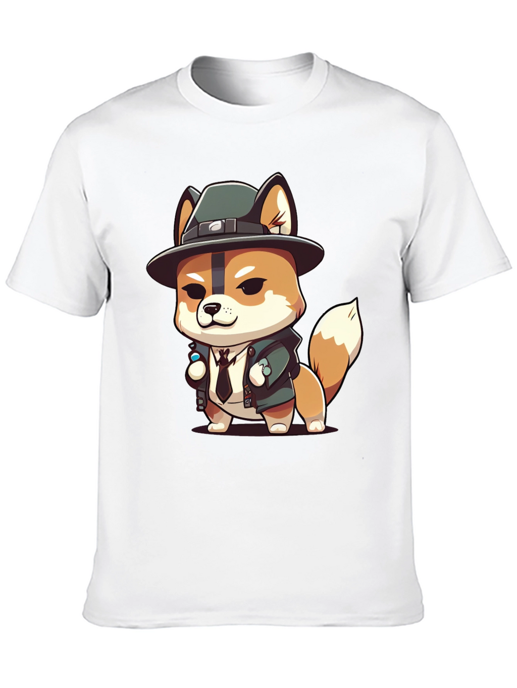 Cartoon Dog Detective Black T-Shirt