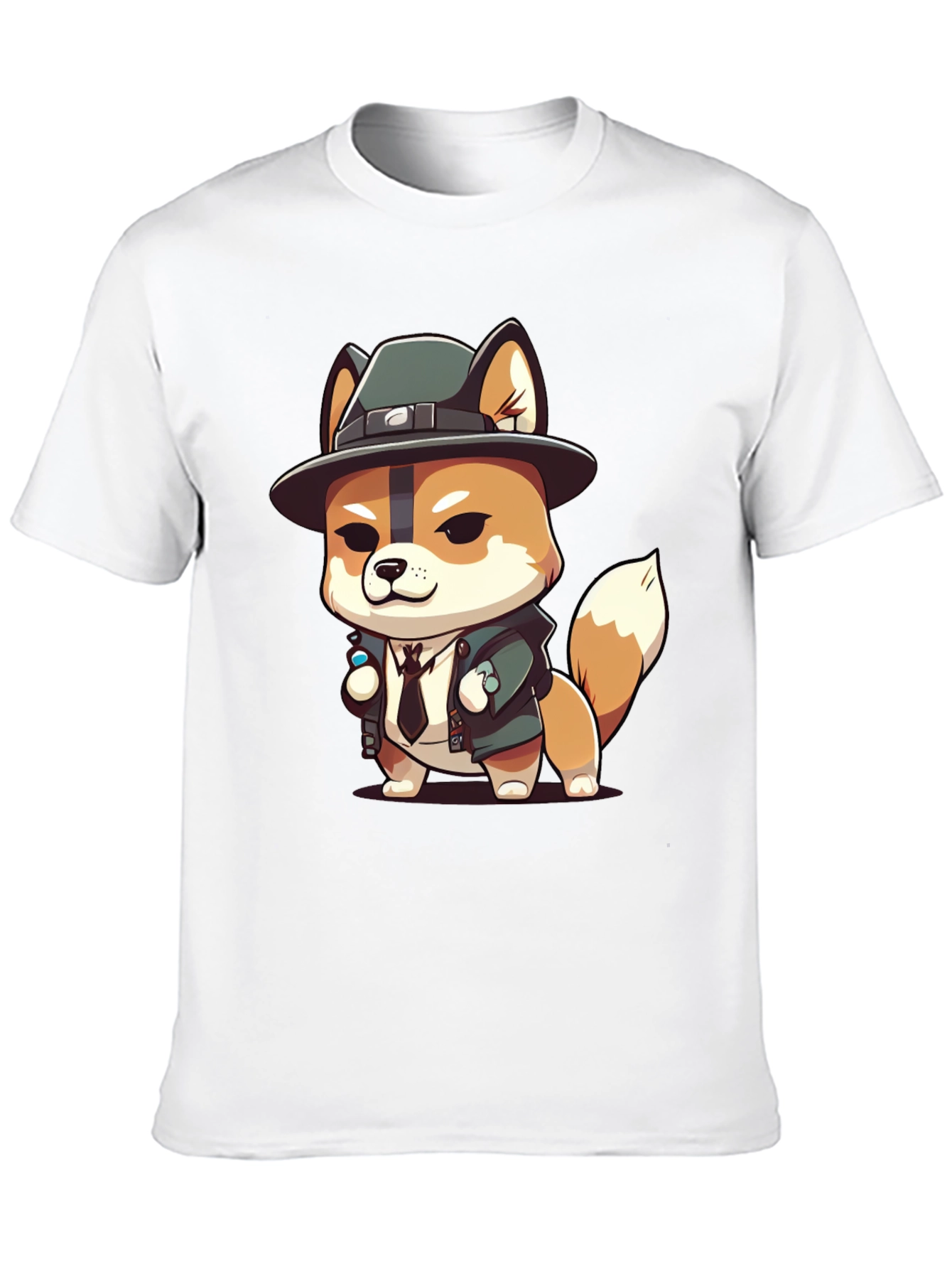 Cartoon Dog Detective Black T-Shirt