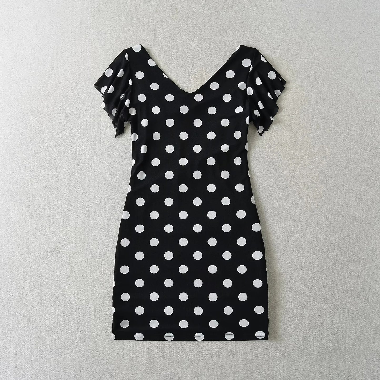 Polka dot mesh flying sleeves A-line skirt