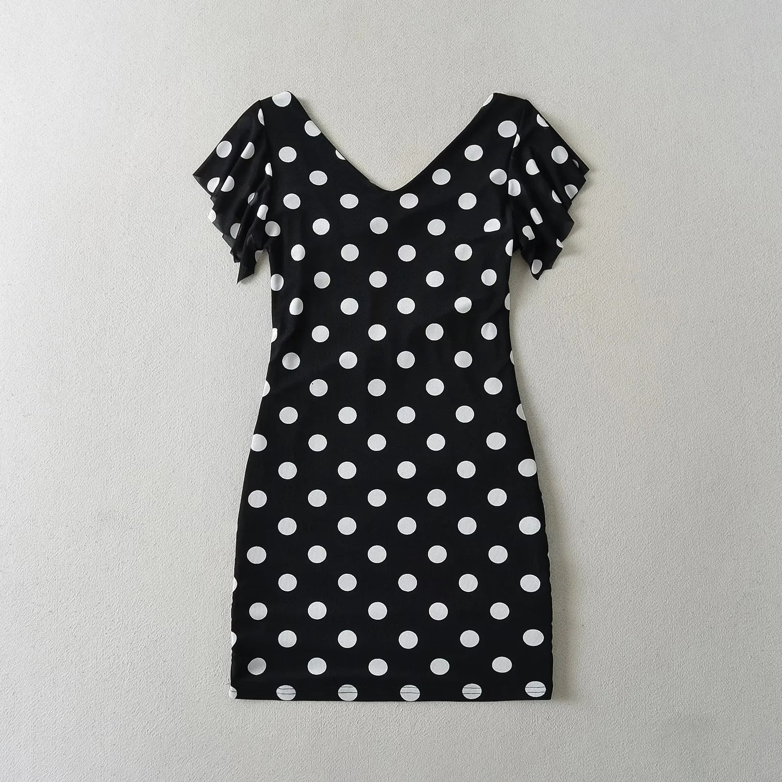 Polka dot mesh flying sleeves A-line skirt