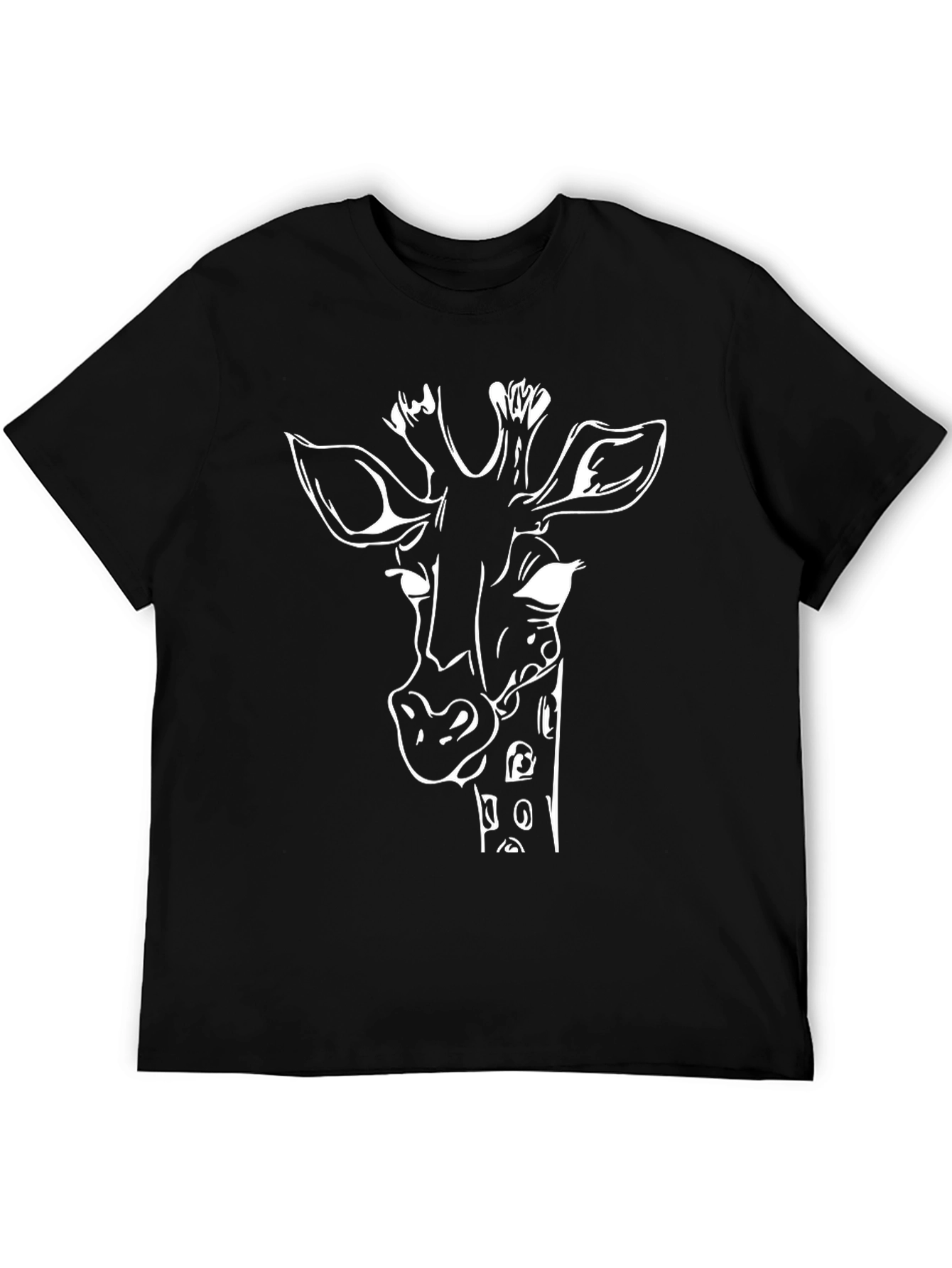 Giraffe Graphic Tee - Mens Black Cotton T-Shirt