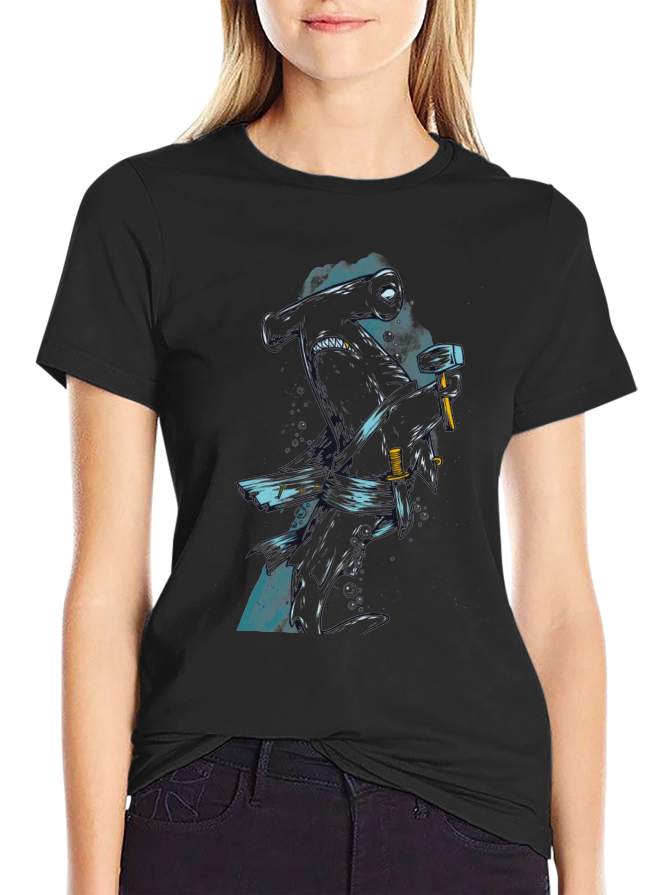 Hammerhead Shark Graphic Print T-Shirt