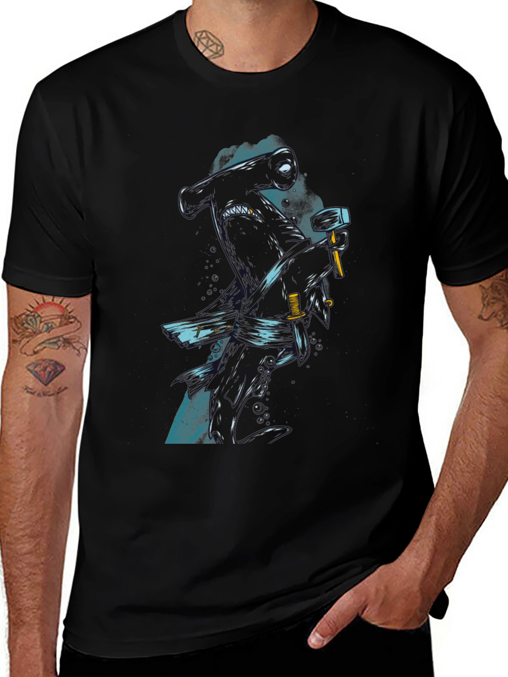 Hammerhead Shark Graphic Print T-Shirt