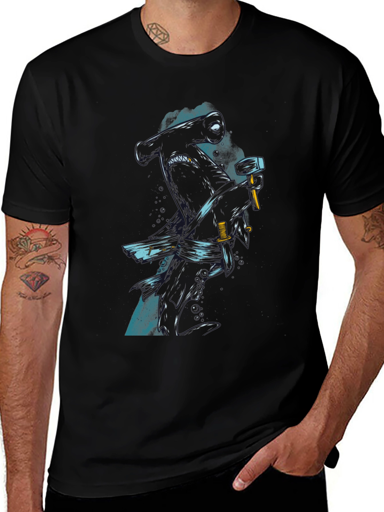 Hammerhead Shark Graphic Print T-Shirt