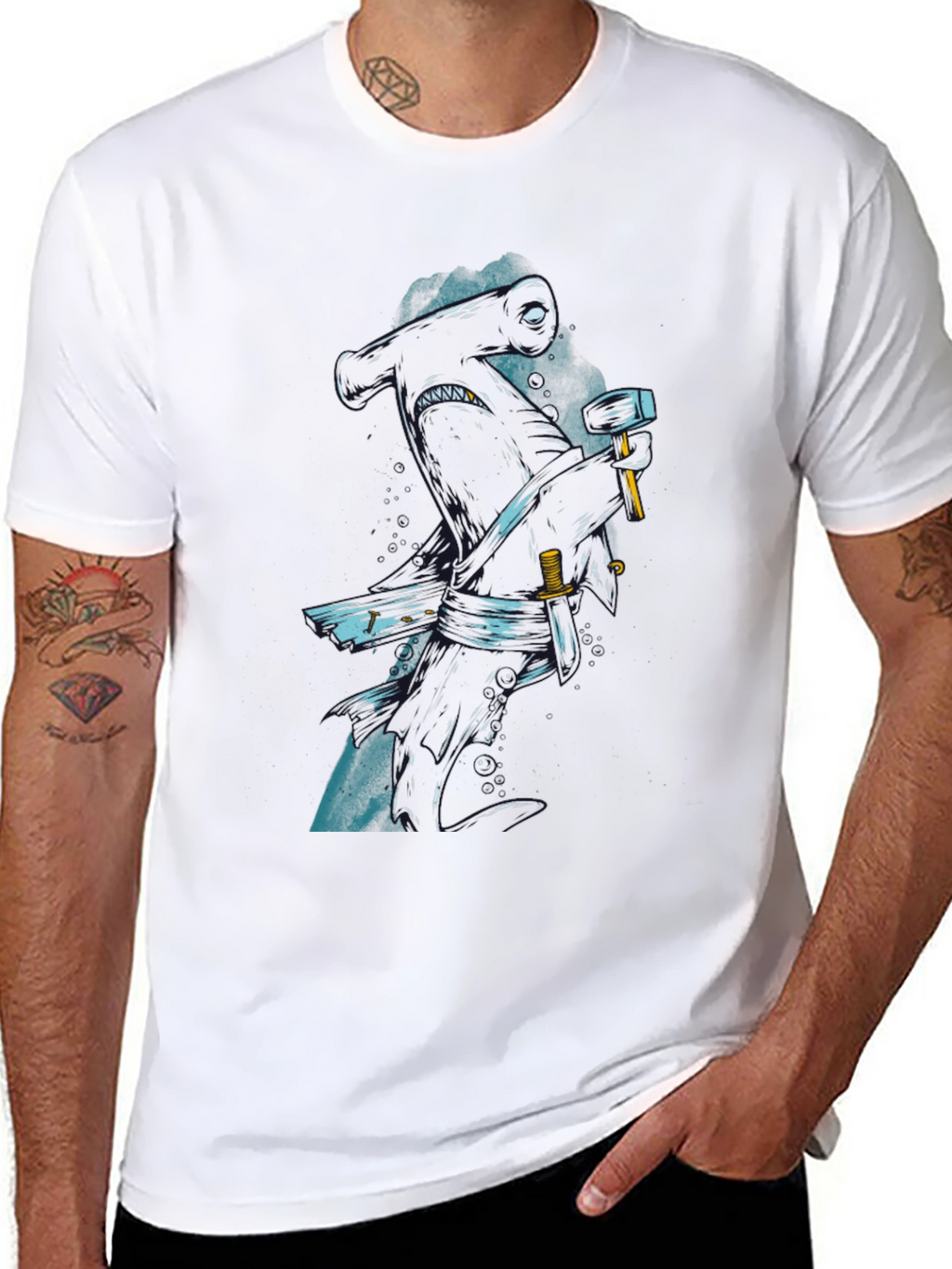 Hammerhead Shark Graphic Print T-Shirt