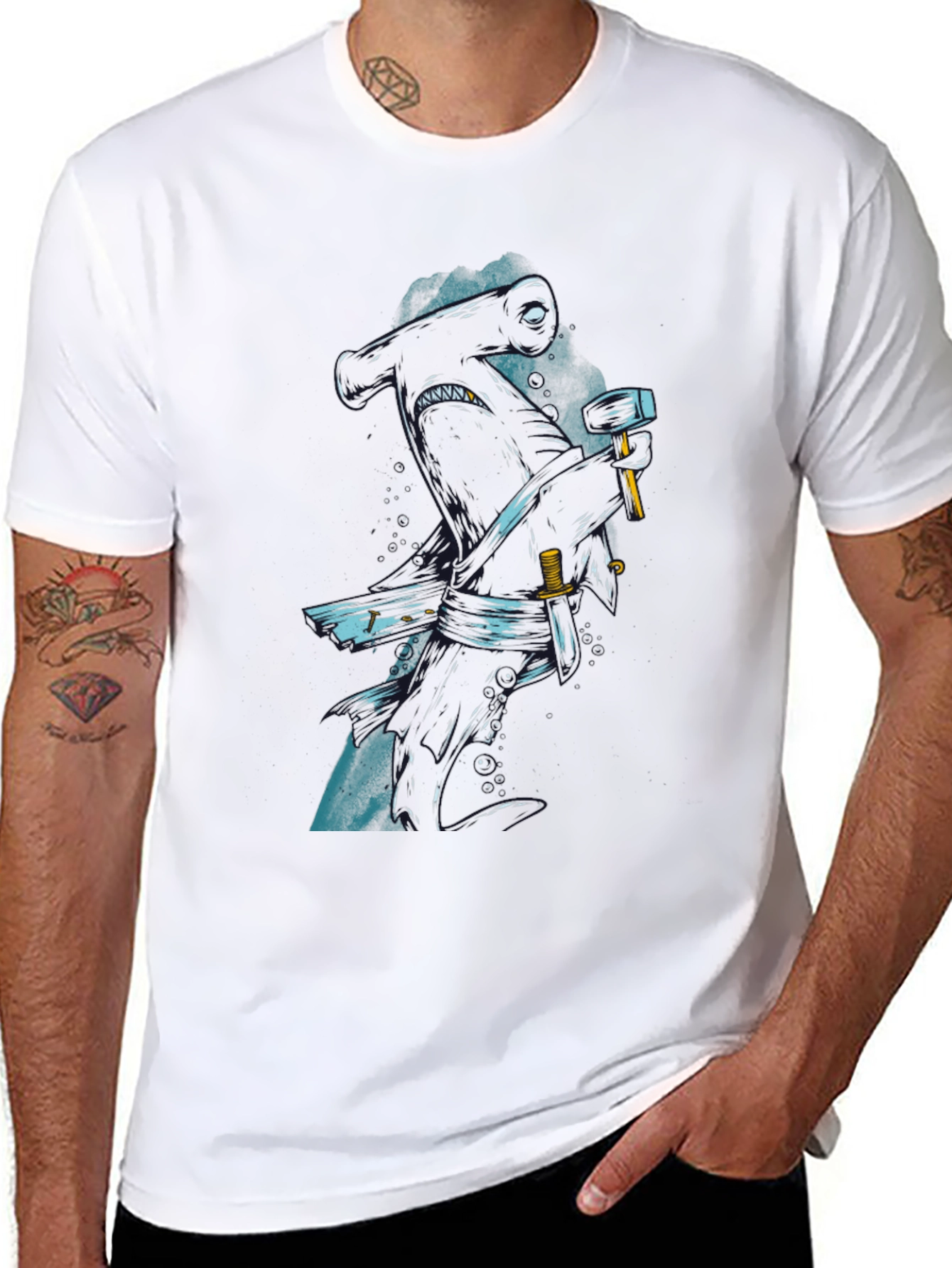 Hammerhead Shark Graphic Print T-Shirt