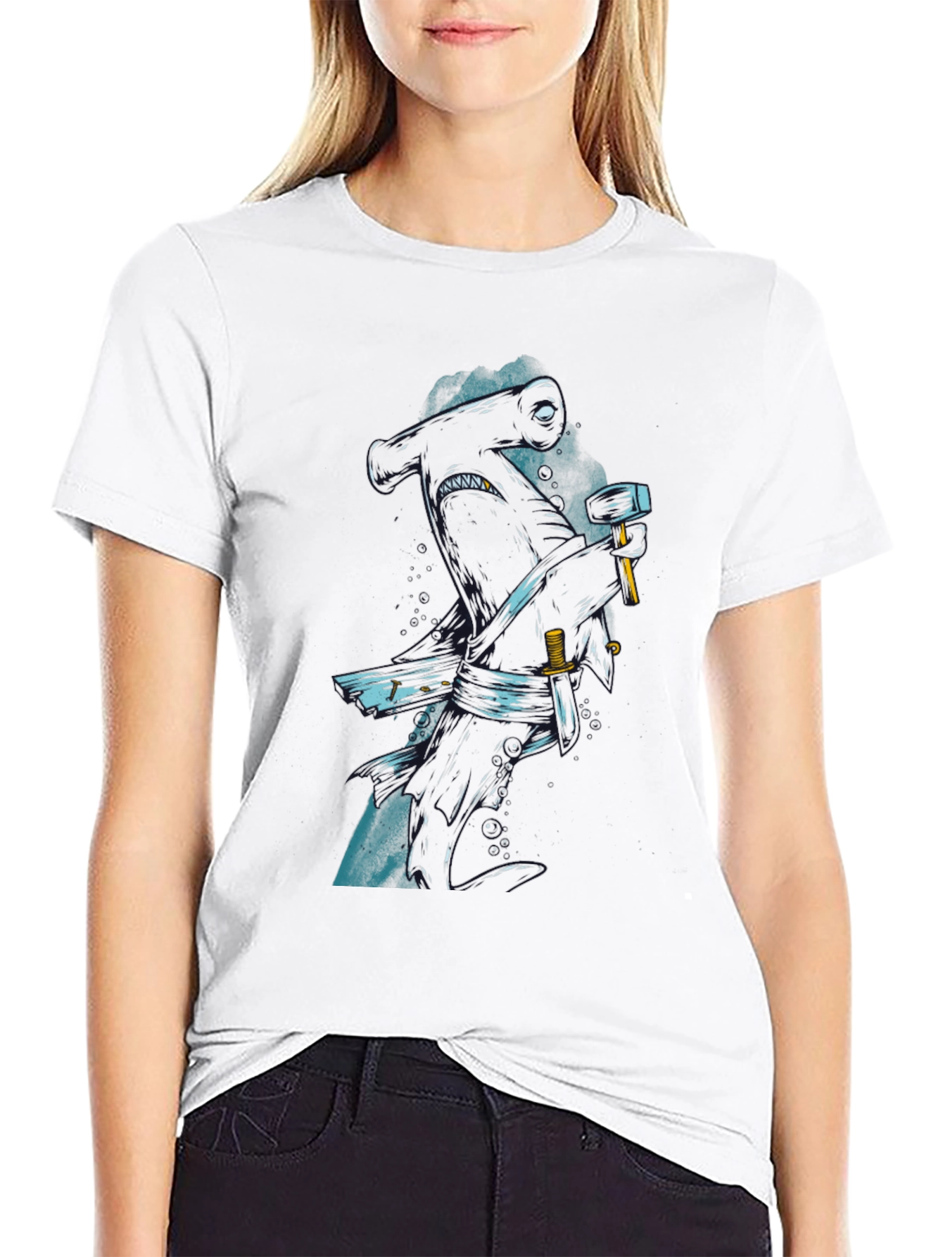 Hammerhead Shark Graphic Print T-Shirt