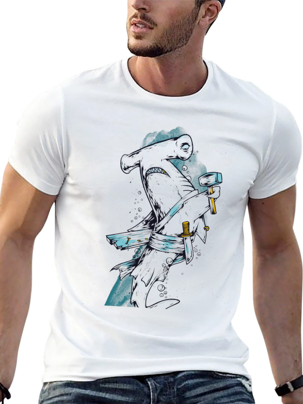 Hammerhead Shark Graphic Print T-Shirt