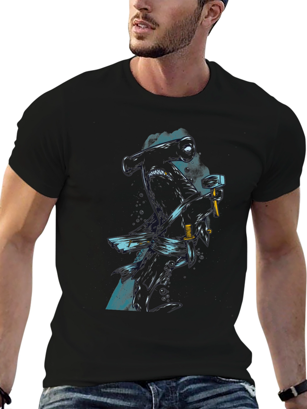 Hammerhead Shark Graphic Print T-Shirt
