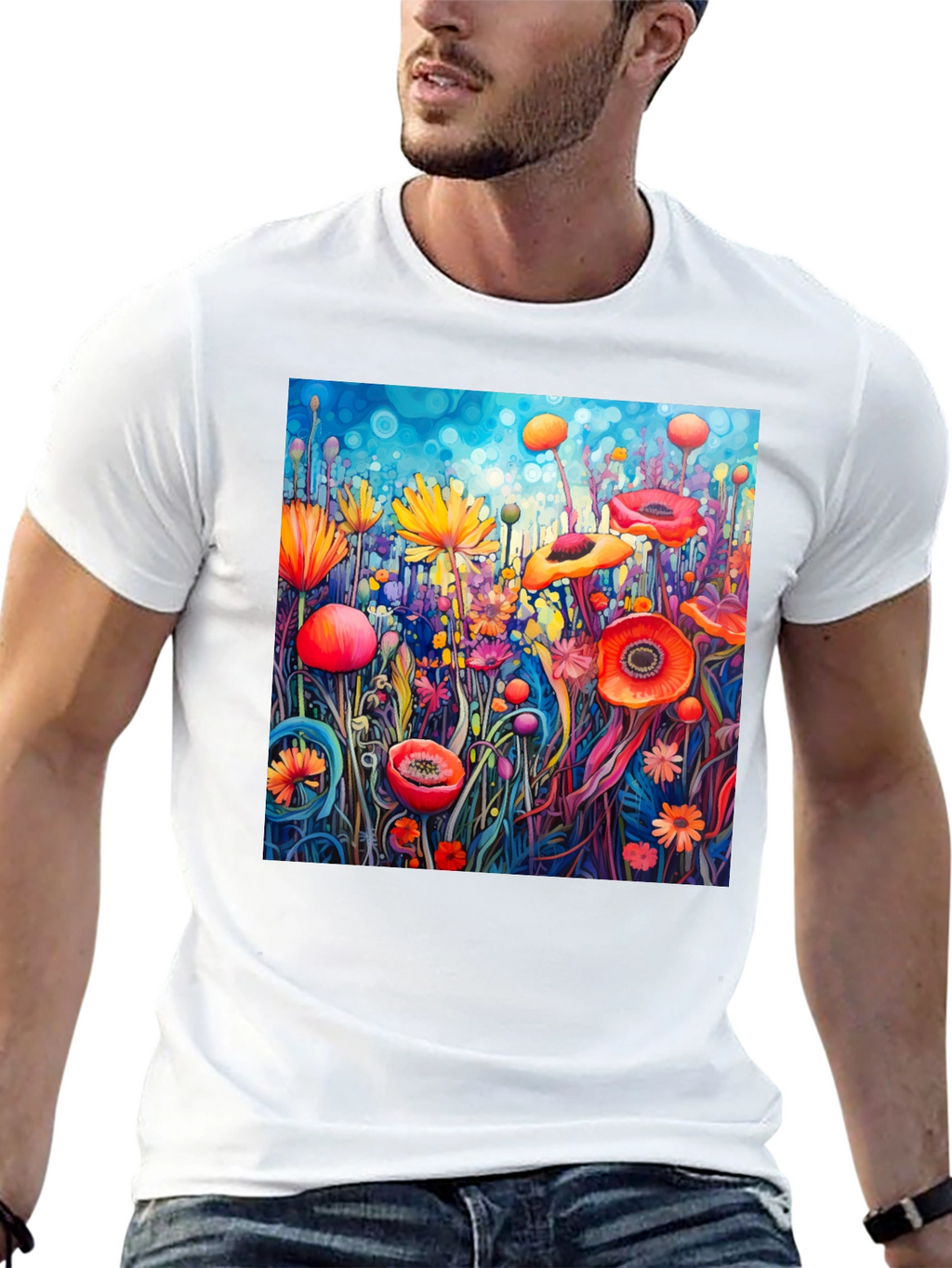 Vibrant Floral Art Print T-Shirt
