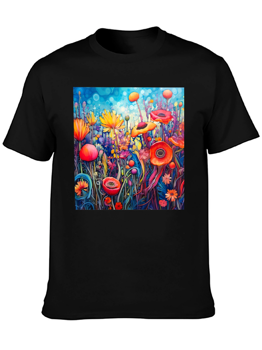 Vibrant Floral Art Print T-Shirt