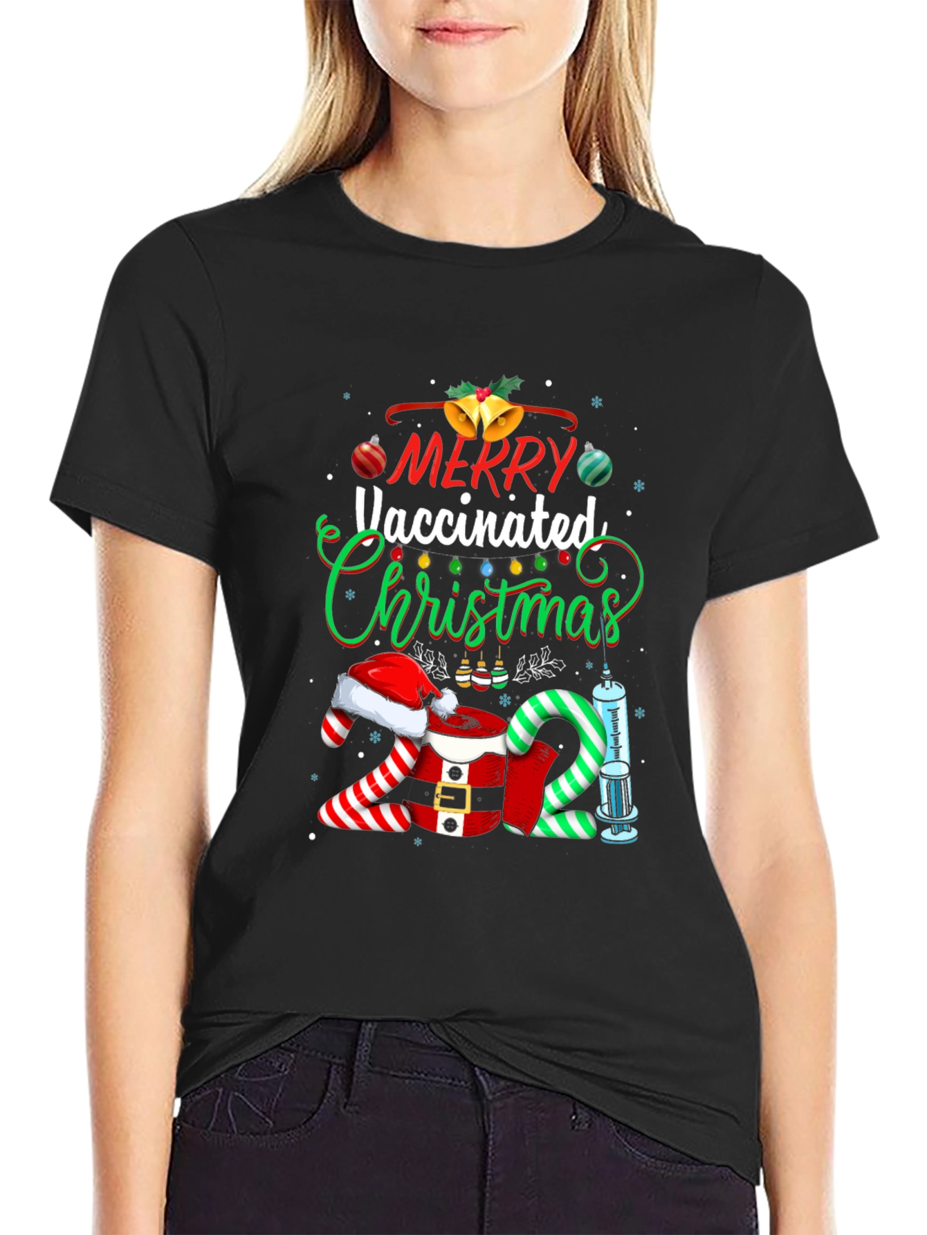 Merry Vaccinated Christmas 2021 T-Shirt
