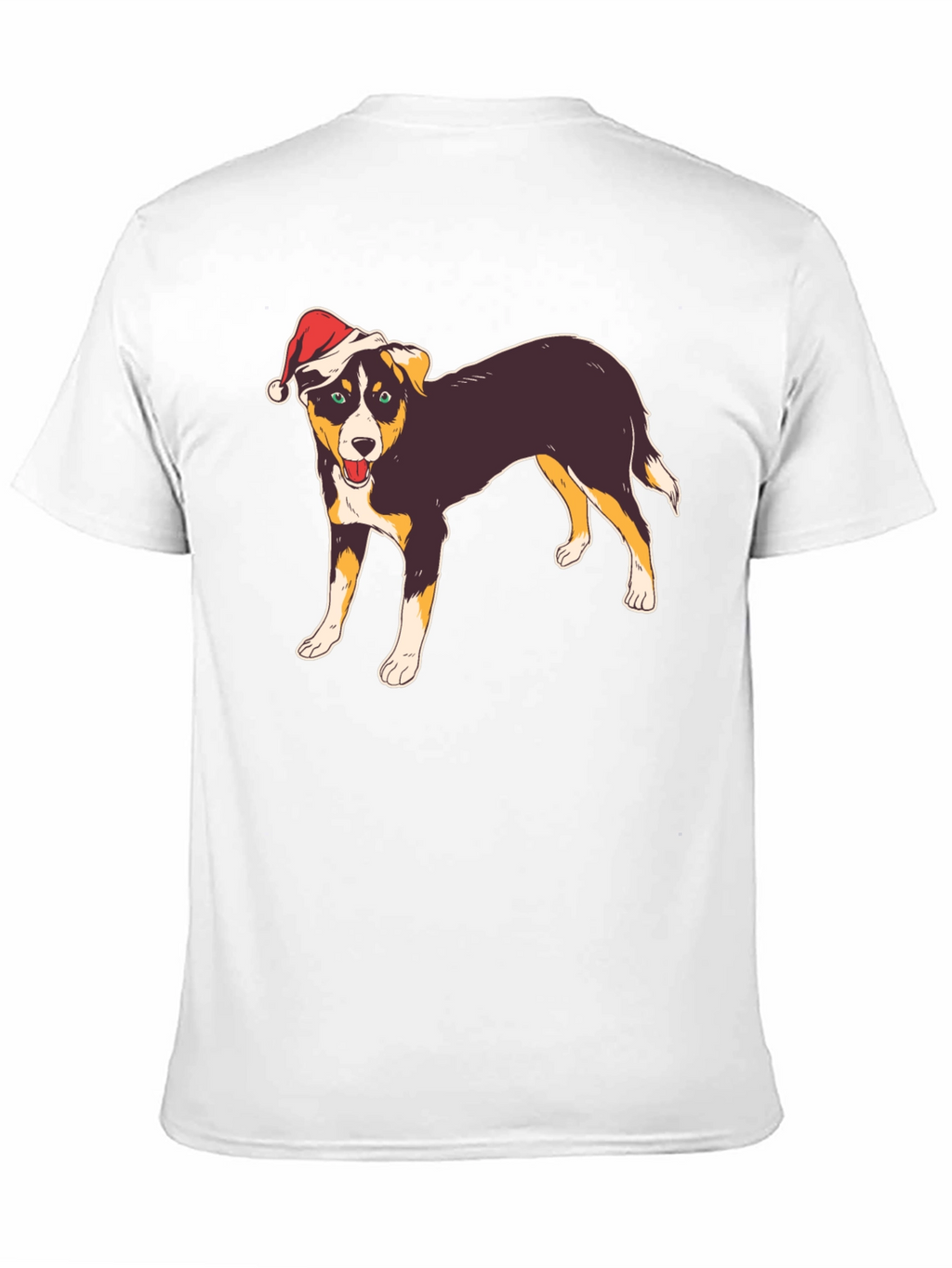 Dog with Santa Hat Black T-Shirt