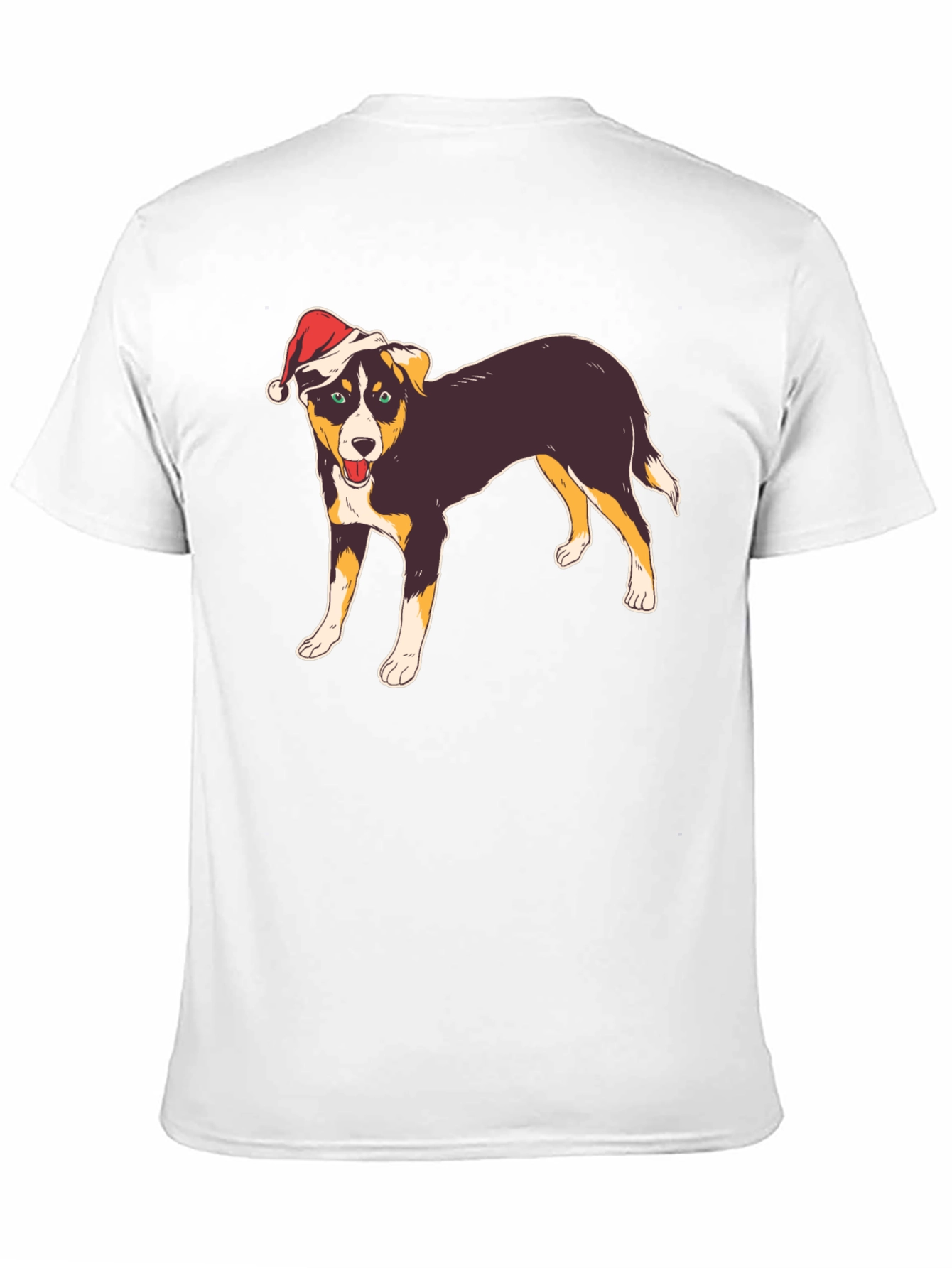 Dog with Santa Hat Black T-Shirt
