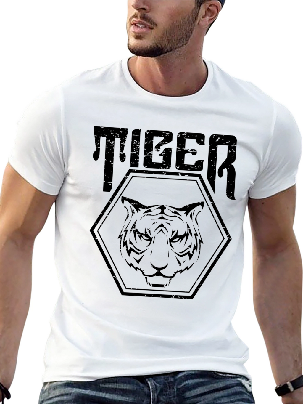 Tiger Graphic Print Black T-Shirt