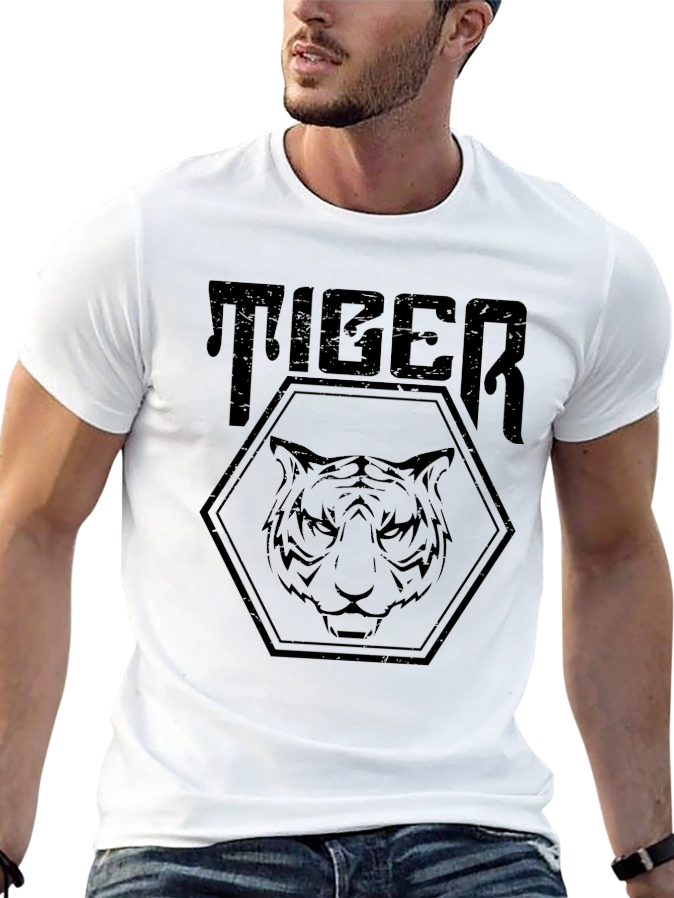 Tiger Graphic Print Black T-Shirt