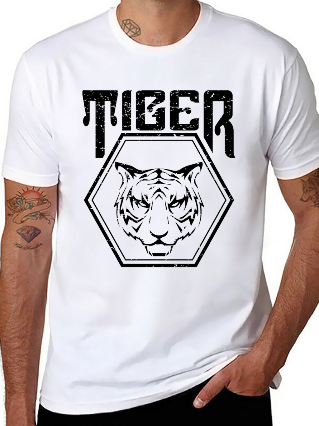 Tiger Graphic Print Black T-Shirt