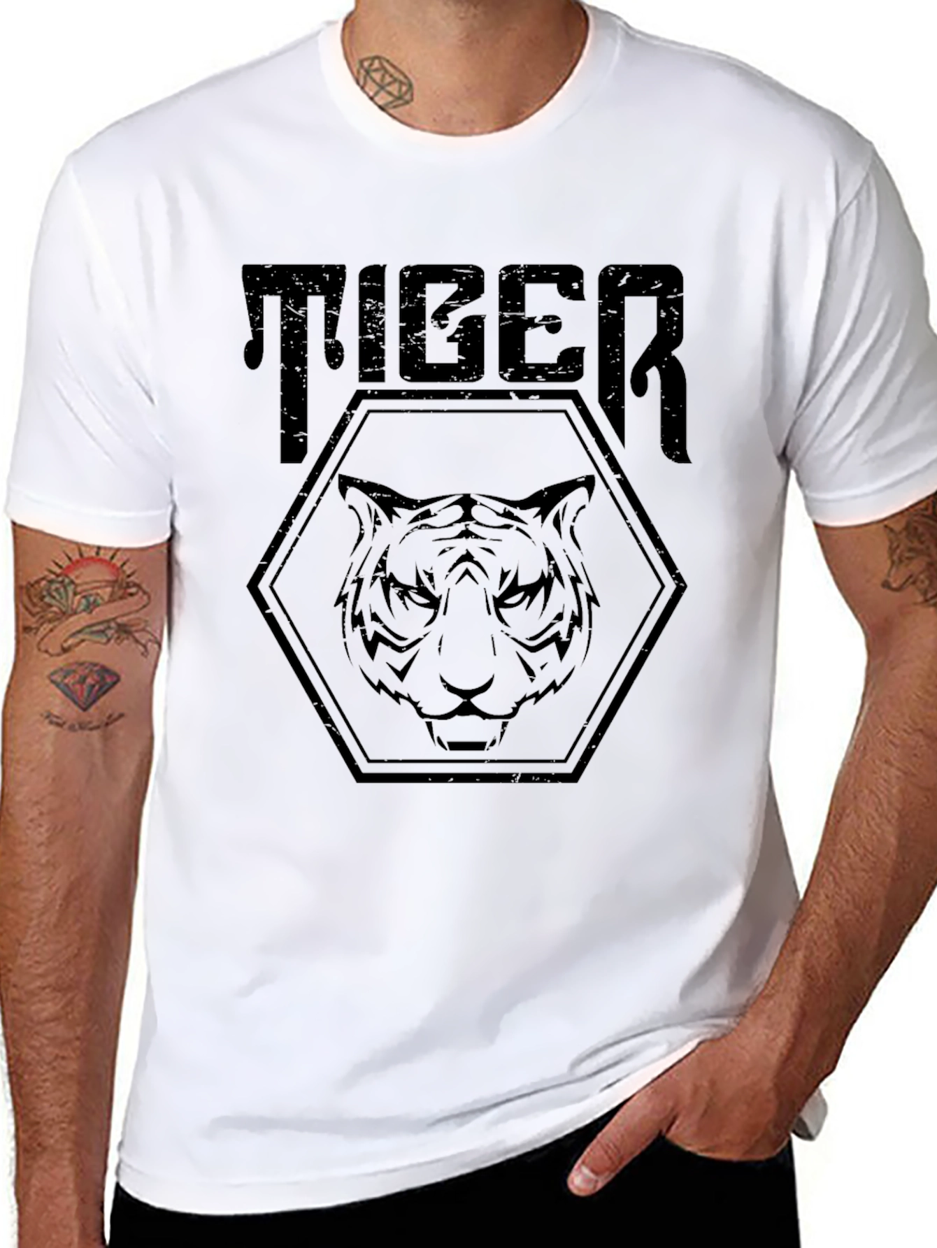 Tiger Graphic Print Black T-Shirt