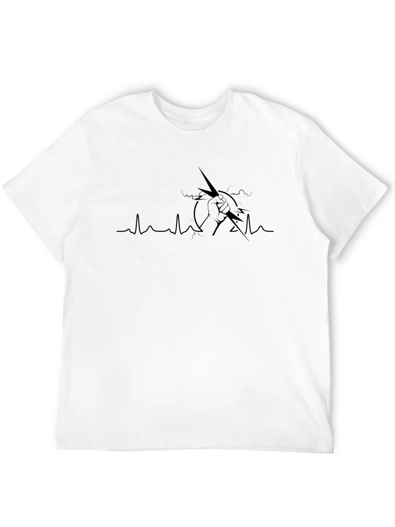 Black Lightning Bolt Heartbeat T-Shirt