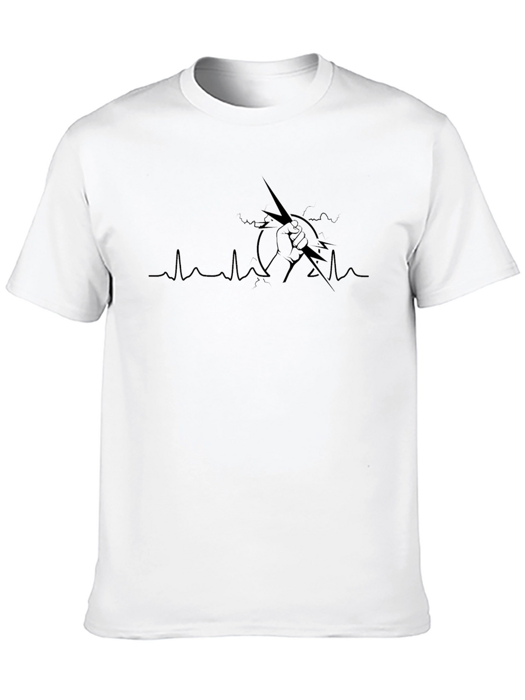 Black Lightning Bolt Heartbeat T-Shirt