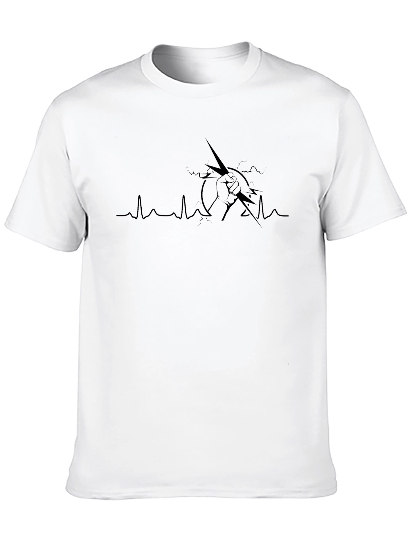 Black Lightning Bolt Heartbeat T-Shirt