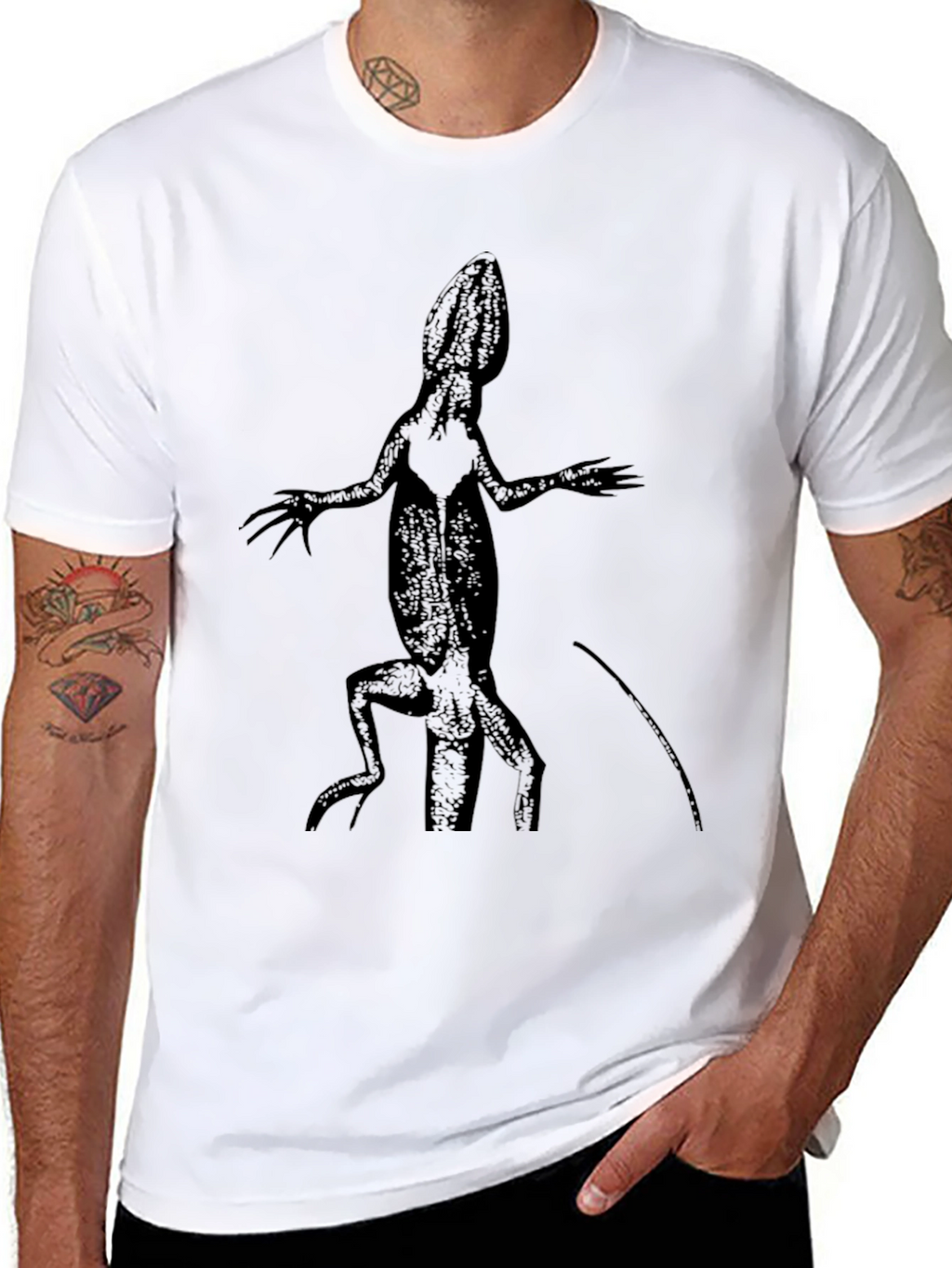 Lizard Print Mens Black T-Shirt