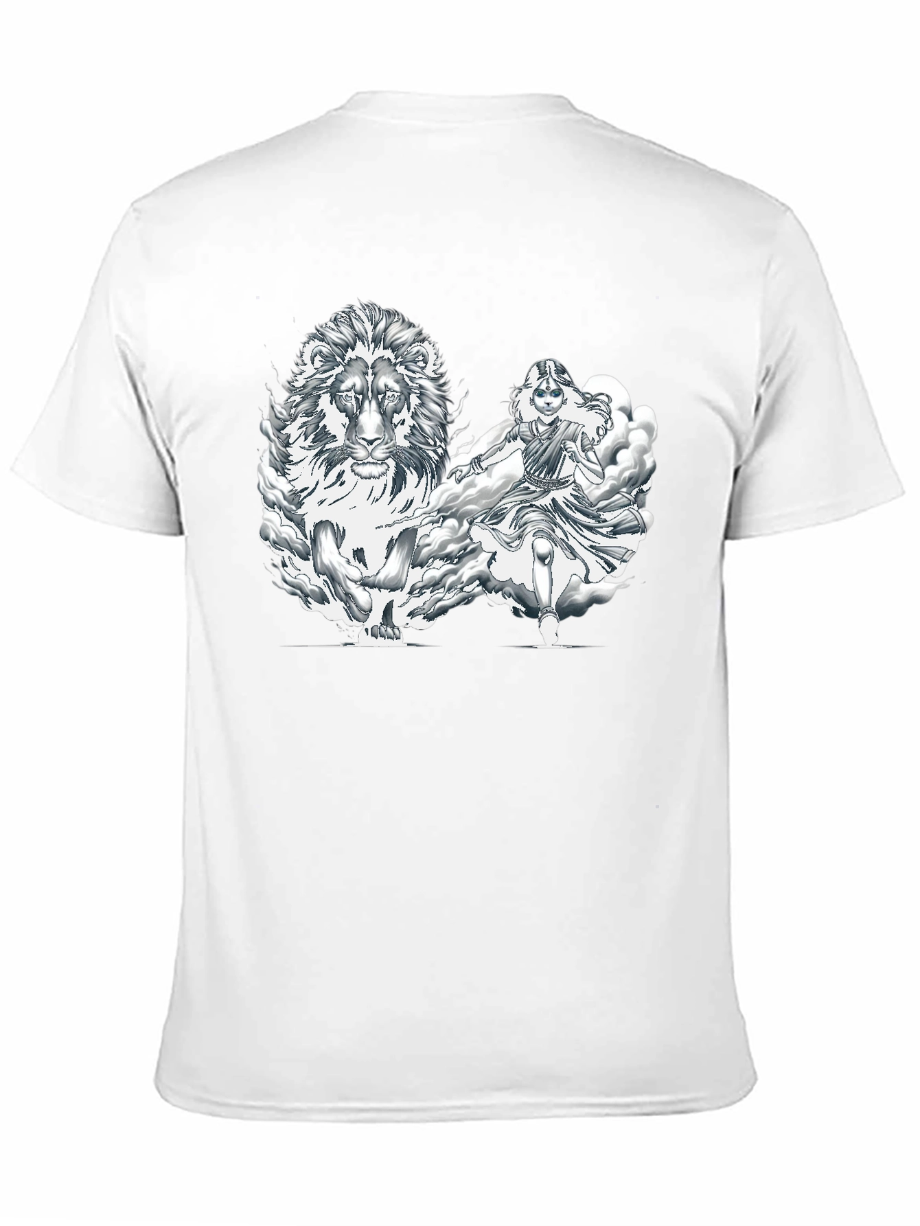 Lion & Warrior Graphic Print Black T-Shirt