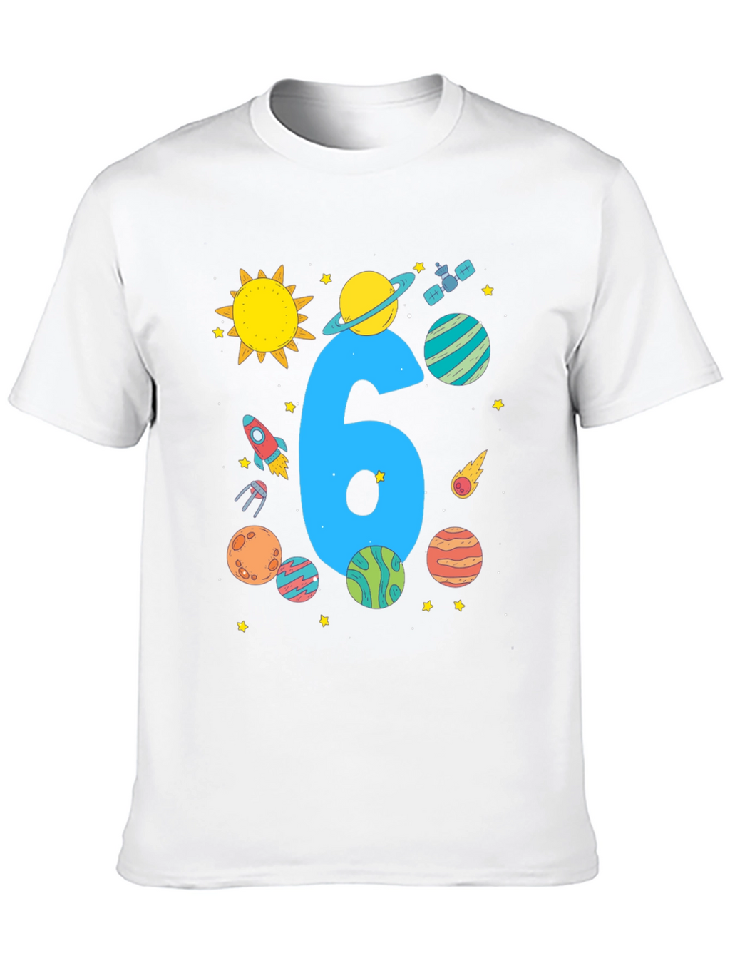 Kids 6th Birthday Space T-Shirt