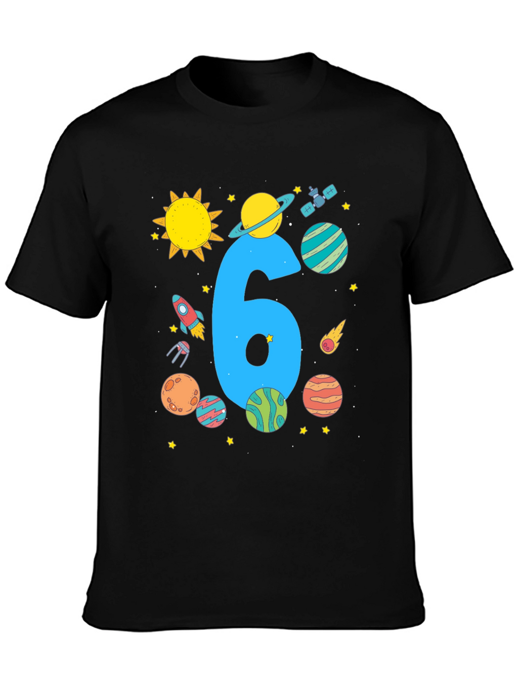 Kids 6th Birthday Space T-Shirt