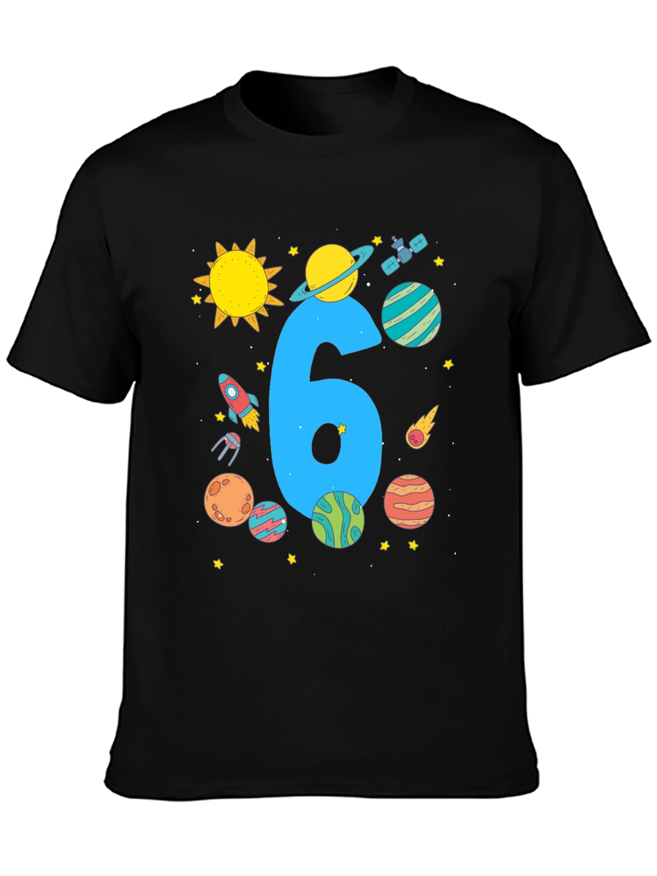 Kids 6th Birthday Space T-Shirt