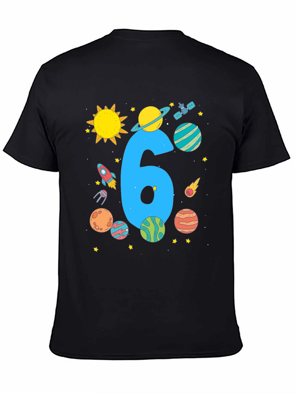 Kids 6th Birthday Space T-Shirt