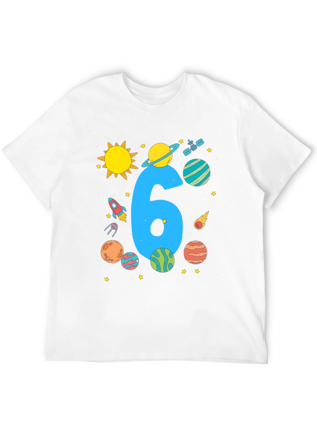 Kids 6th Birthday Space T-Shirt