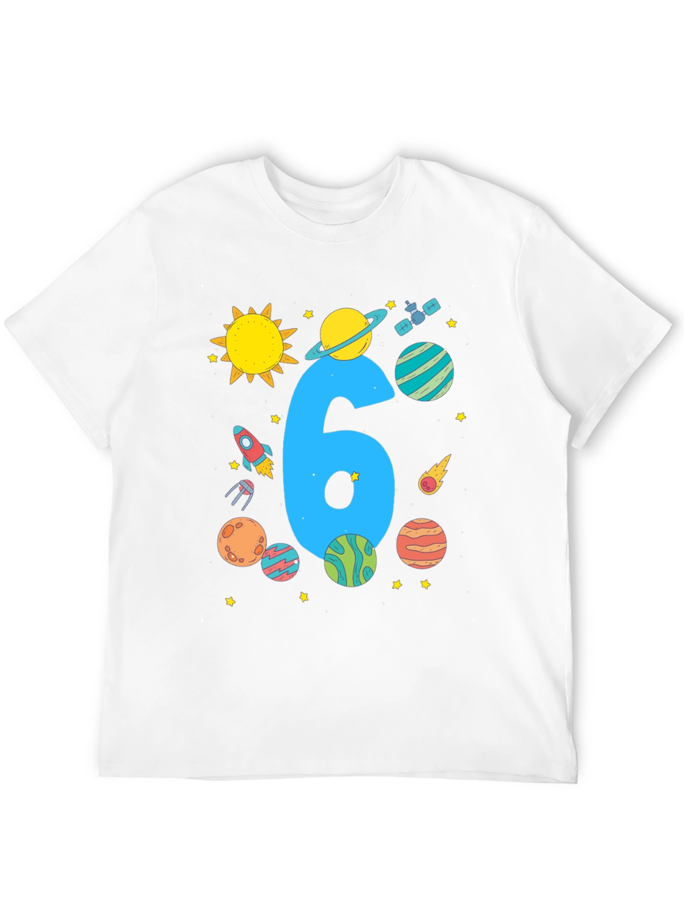Kids 6th Birthday Space T-Shirt