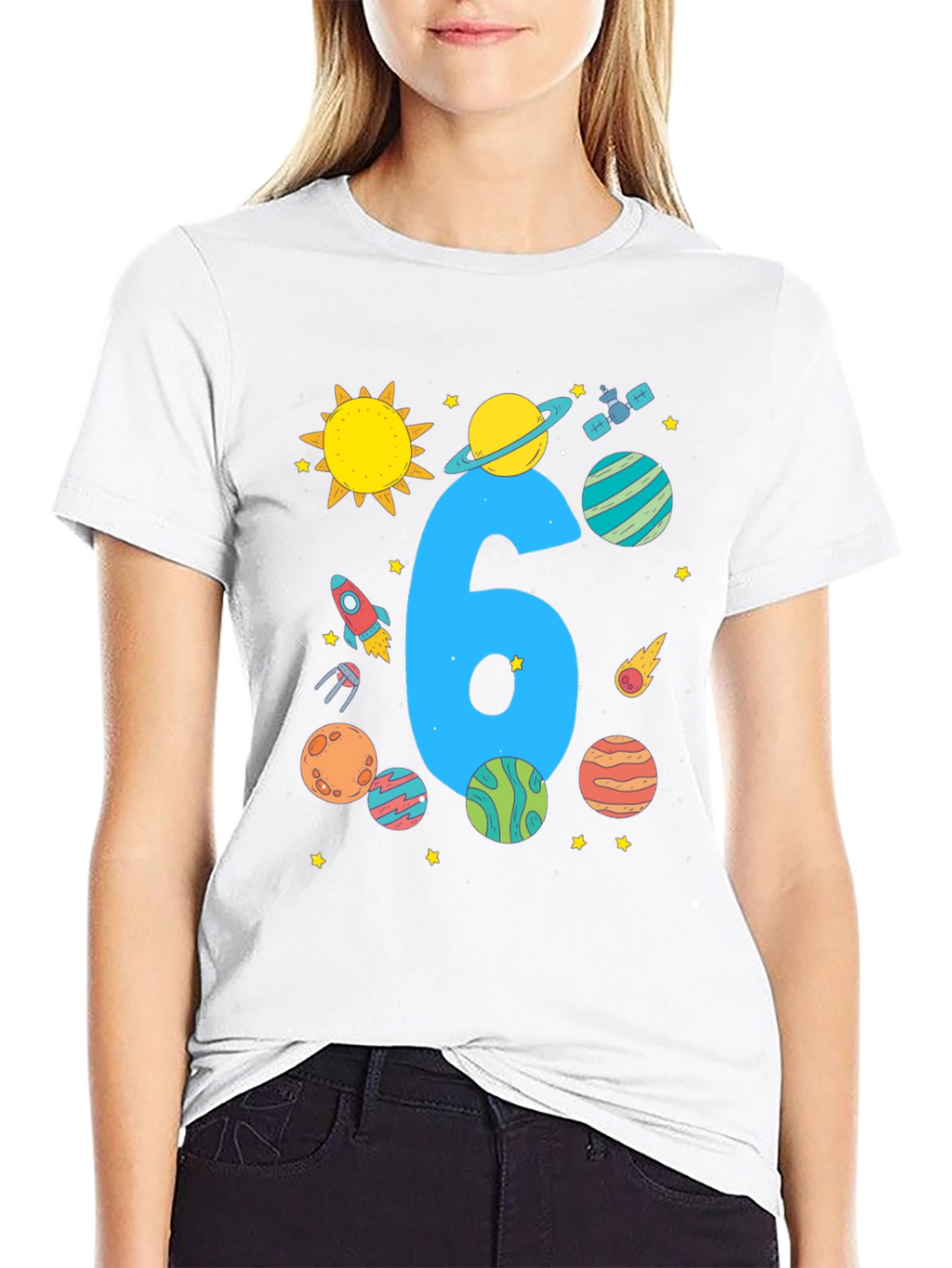 Kids 6th Birthday Space T-Shirt