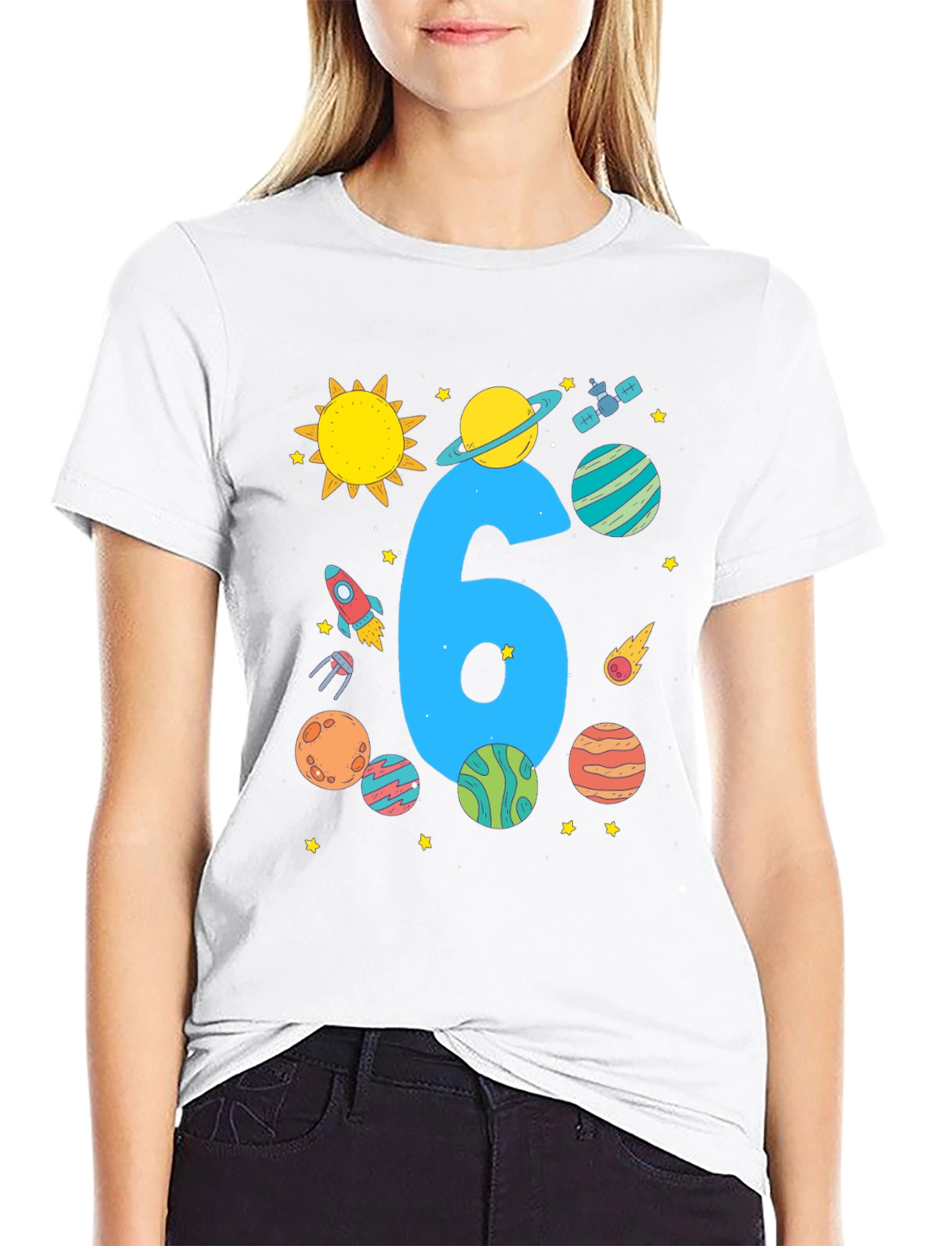 Kids 6th Birthday Space T-Shirt