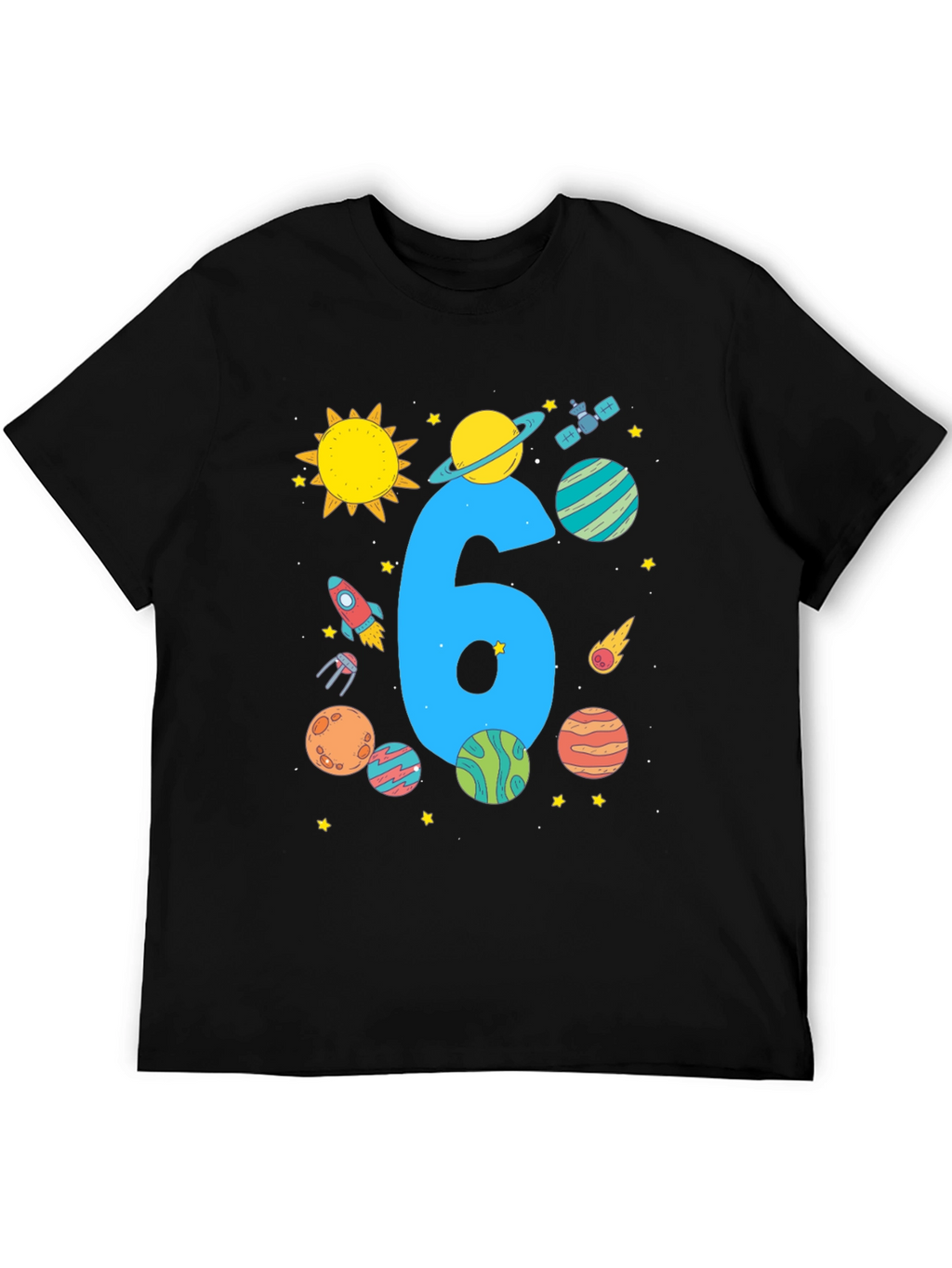 Kids 6th Birthday Space T-Shirt