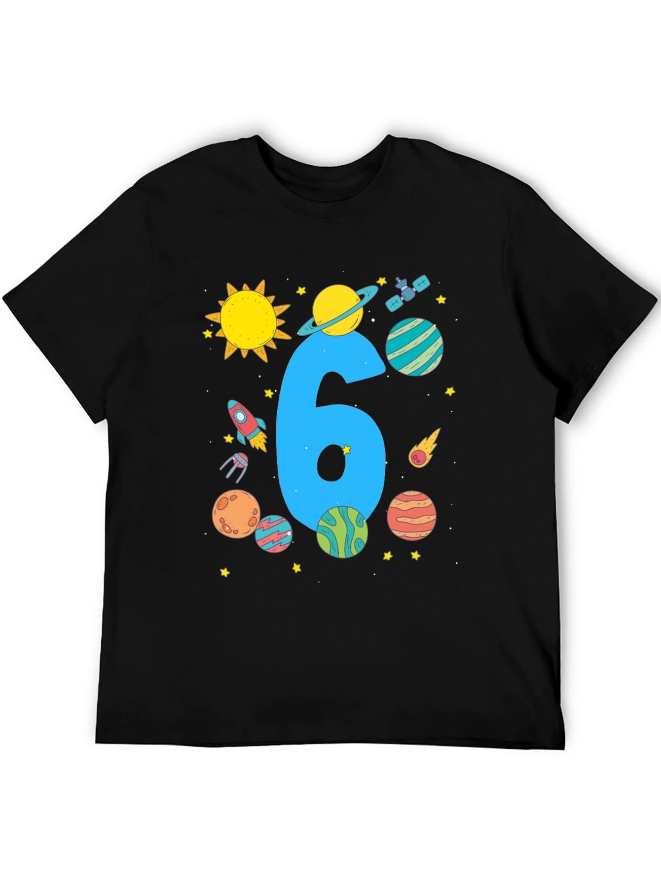 Kids 6th Birthday Space T-Shirt