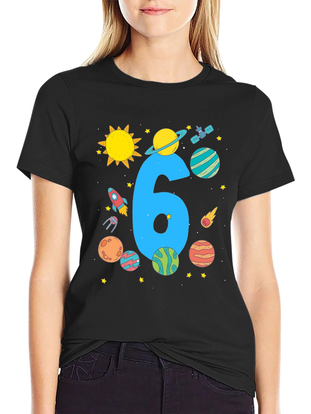 Kids 6th Birthday Space T-Shirt