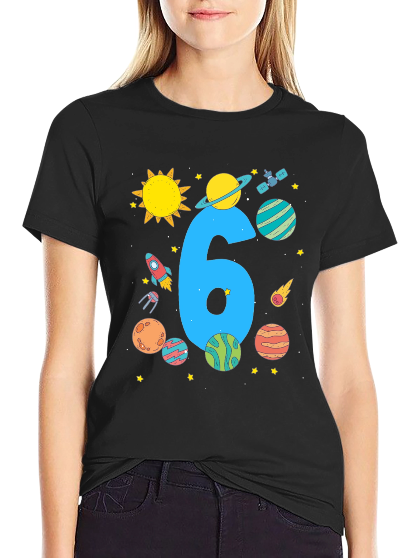 Kids 6th Birthday Space T-Shirt