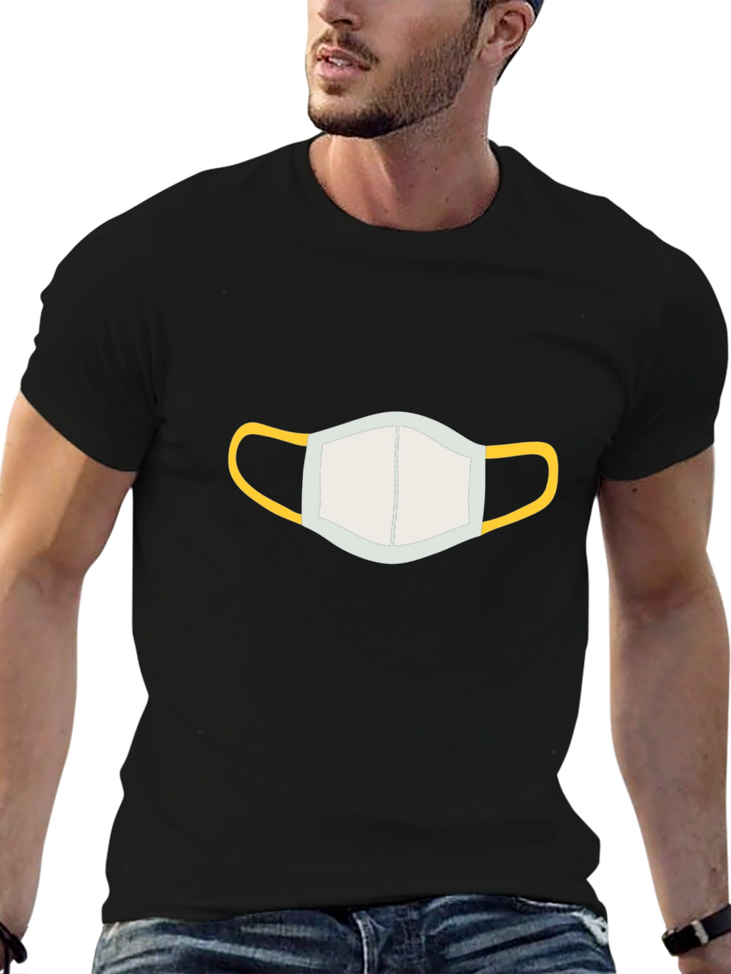 Mask Graphic Black Tee - Stay Safe in Style!