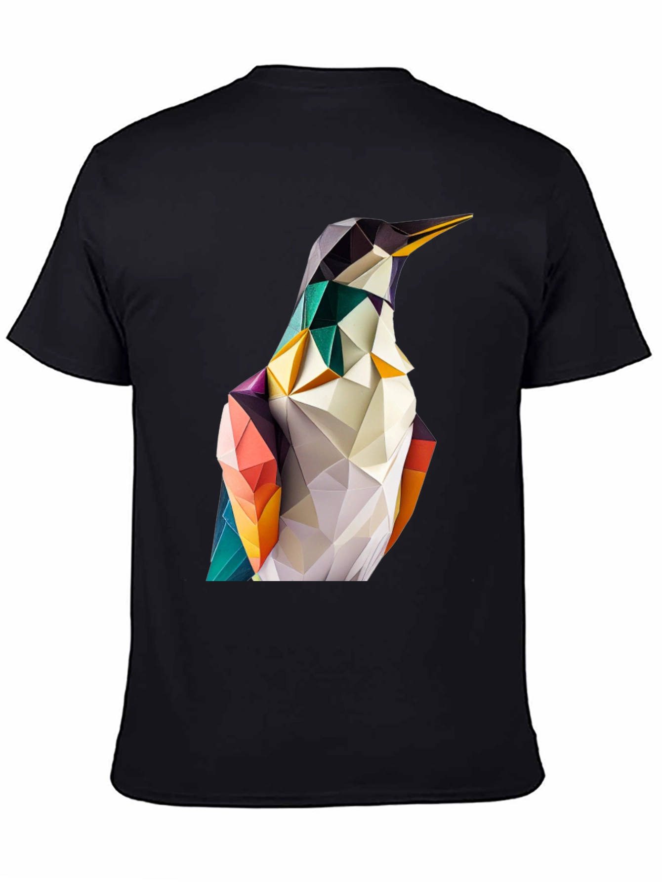 Geometric Penguin Graphic Black T-Shirt