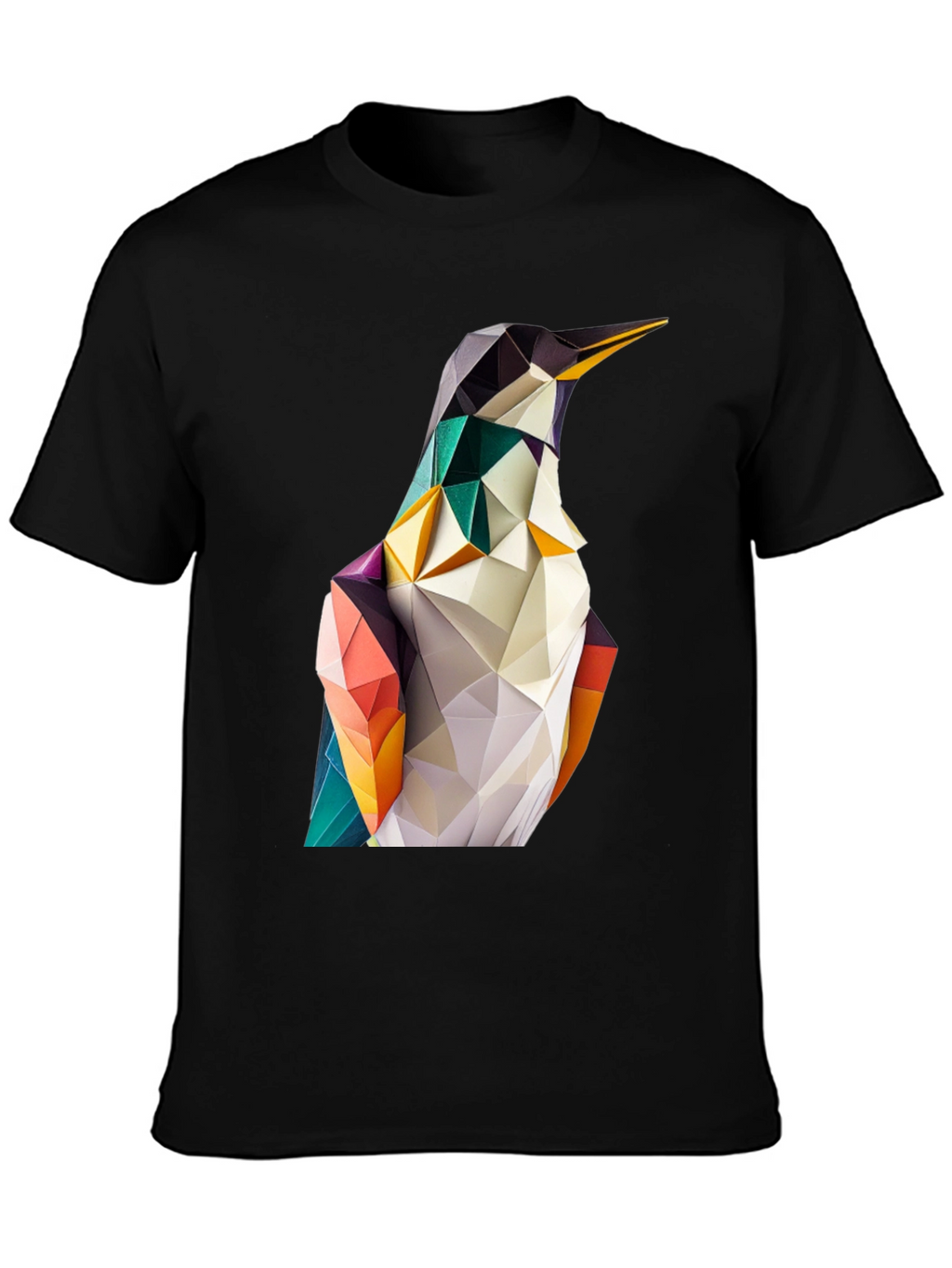 Geometric Penguin Graphic Black T-Shirt