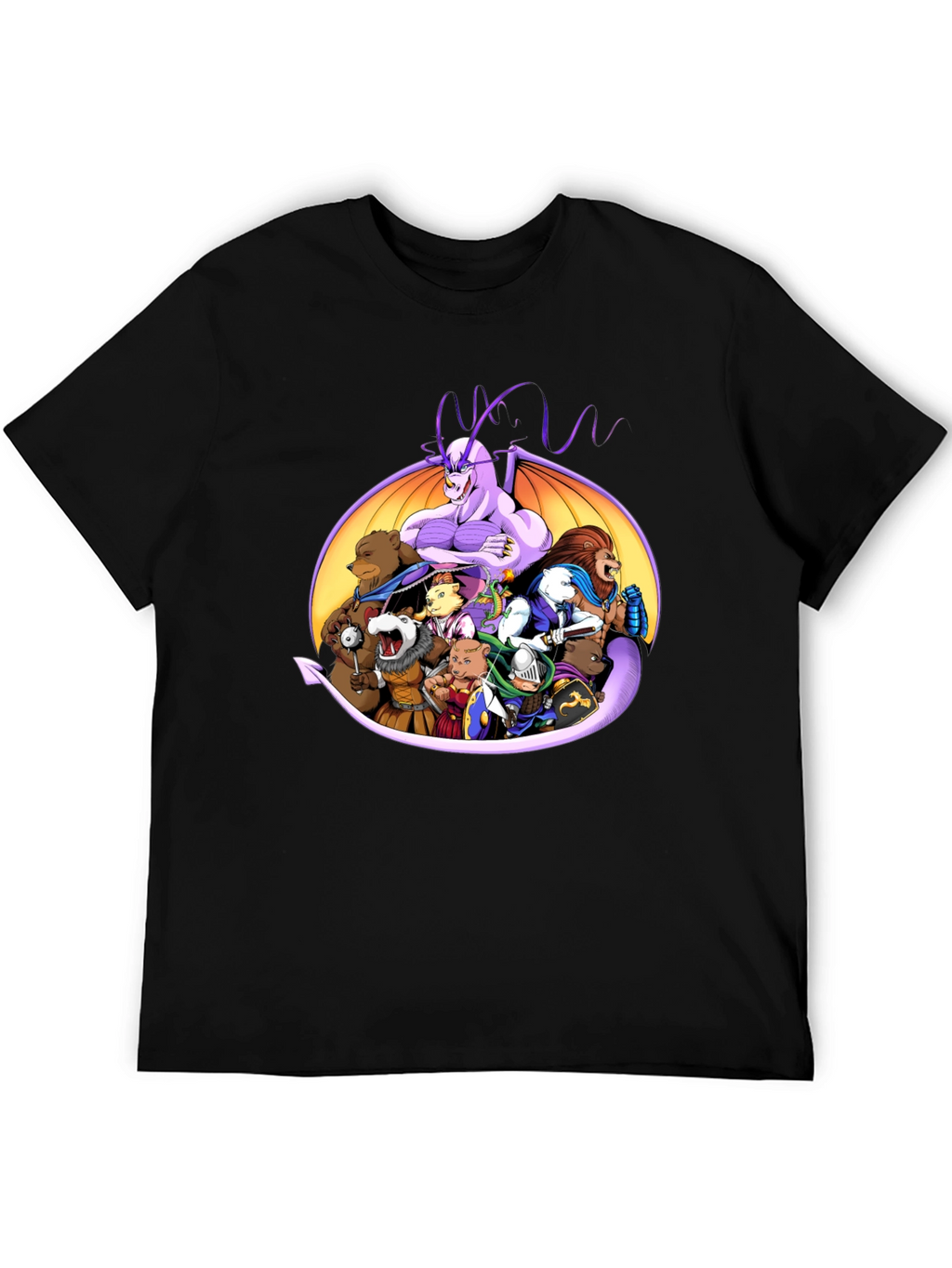 Fantasy Characters Black Crew Neck T-Shirt