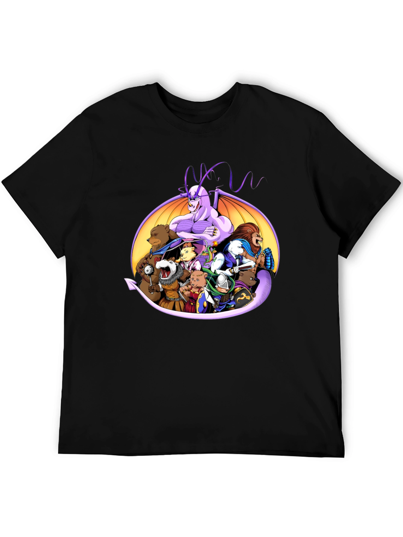 Fantasy Characters Black Crew Neck T-Shirt