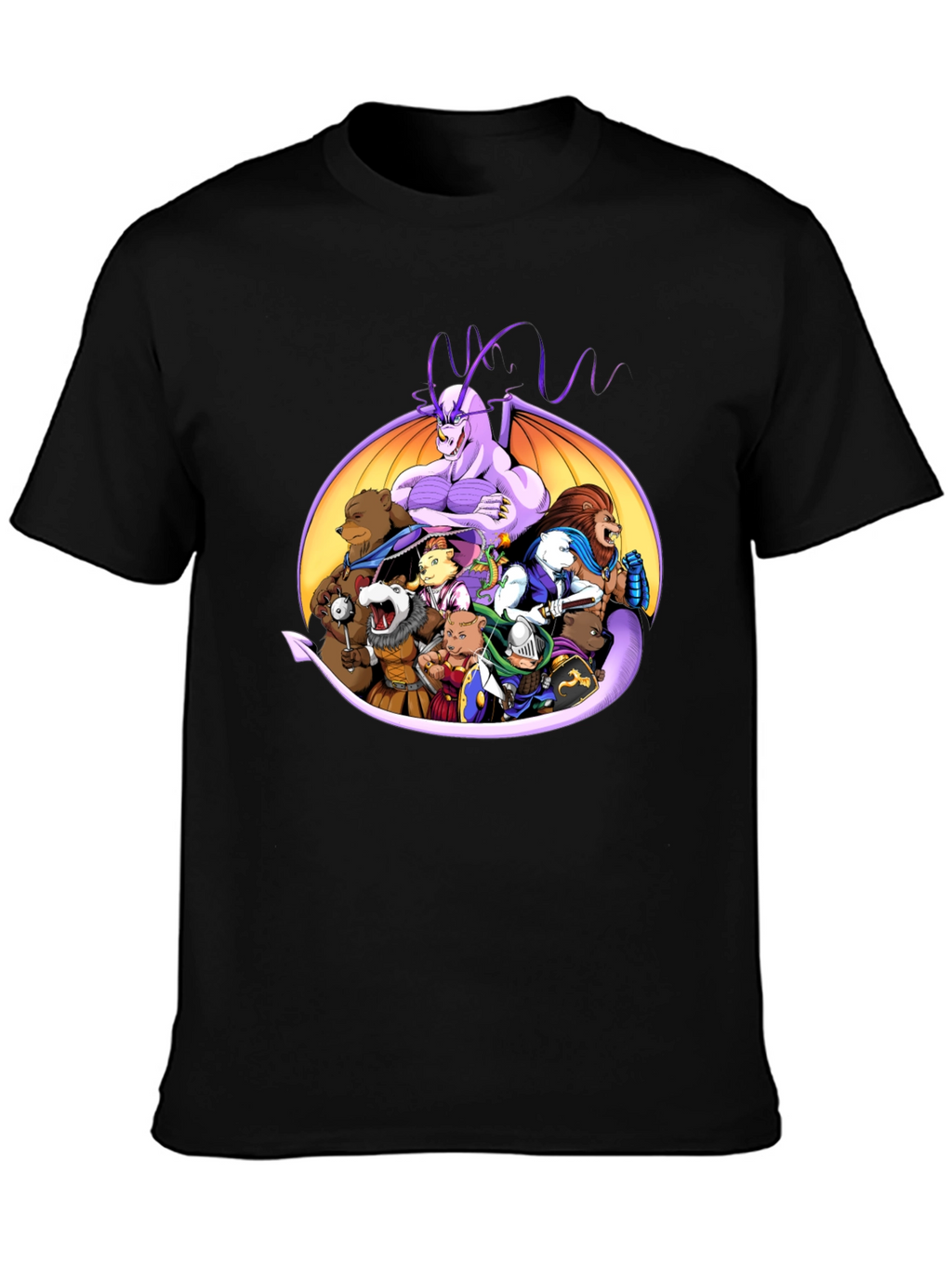 Fantasy Characters Black Crew Neck T-Shirt